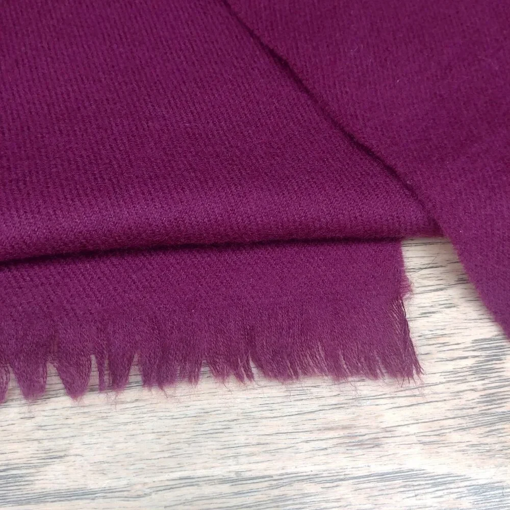 Burgundy maroon cashmere scarf with subtle fringe